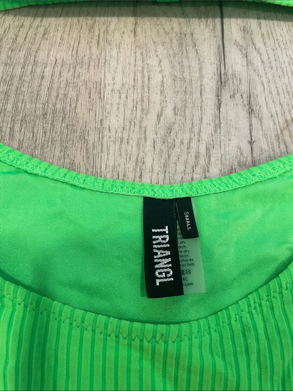 triangl swimwear Neon Green Ribbed Bikini Top